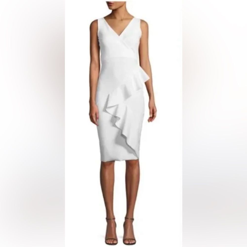 NWT Chiara Boni La Petite Robe CEREN White Wrap Ruffle Midi Dress IT48/ US 12